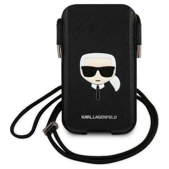 Karl Lagerfeld Torebka Karl Lagerfeld KLHCP12MOPHKHK 6,1 cala czarny/black hardcase Saffiano Ikonik Karl`s Head