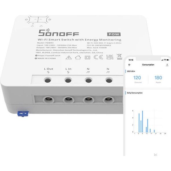 Sonoff Inteligentny przełącznik WiFi POWR3