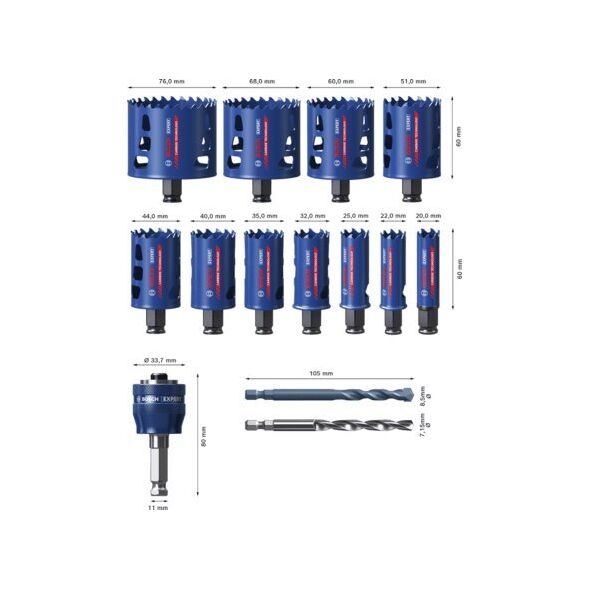 Bosch Bosch hole saw Tough material set 14 pieces - 2608900448 EXPERT RANGE
