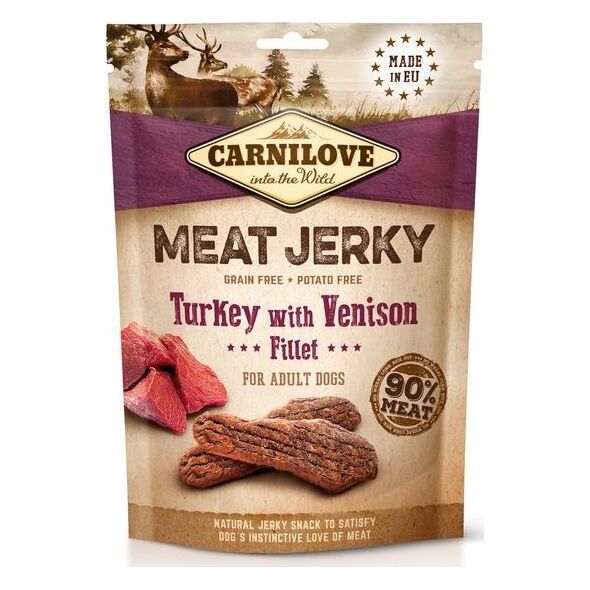 Brit Carnilove Dog Jerky Turkey & Venison Fillet - indyk i filet z dziczyzny 100g