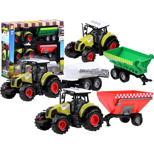 Jokomisiada Zestaw 3 x Traktor + przyczepa dla farmera ZA3908