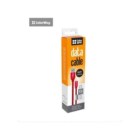 Kabel USB ColorWay USB-A - Lightning 1 m Czerwony (CW-CBUL004-RD)