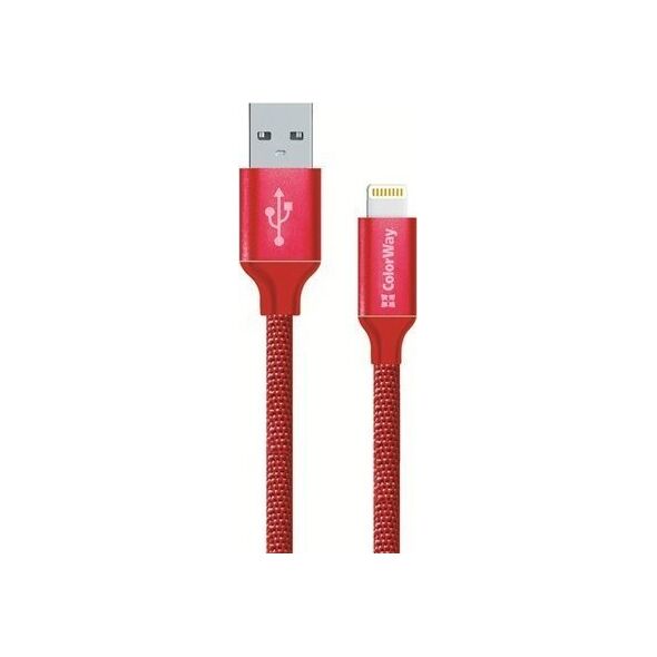 Kabel USB ColorWay USB-A - Lightning 1 m Czerwony (CW-CBUL004-RD)