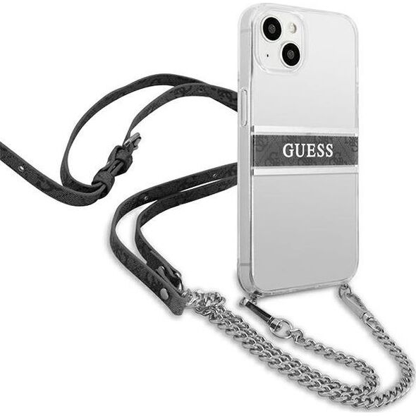 Guess Guess GUHCP13SKC4GBSI iPhone 13 mini 5,4" Transparent hardcase 4G Grey Strap Silver Chain