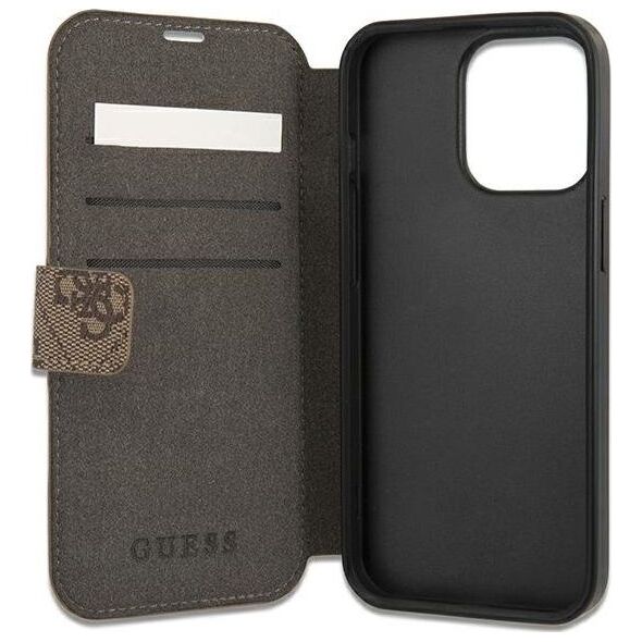 Guess Guess GUBKP13L4GMGBR iPhone 13 Pro / 13 6,1" brązowy/brown book 4G Big Metal Logo