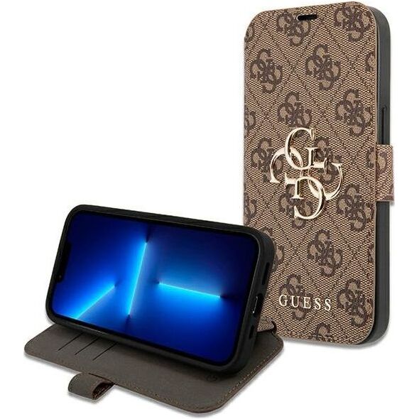 Guess Guess GUBKP13L4GMGBR iPhone 13 Pro / 13 6,1" brązowy/brown book 4G Big Metal Logo