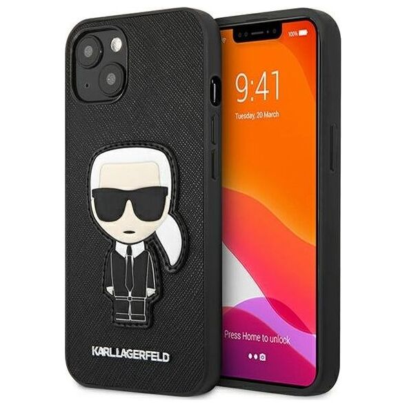 Karl Lagerfeld Karl Lagerfeld KLHCP13SOKPK iPhone 13 mini 5,4" czarny/black hardcase Saffiano Ikonik Karl`s Patch
