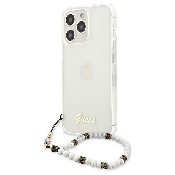 Guess Guess GUHCP13LKPSWH iPhone 13 Pro / 13 6,1" Transparent hardcase White Pearl