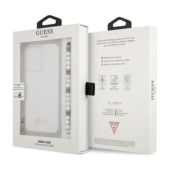 Guess Guess GUHCP13LKPSWH iPhone 13 Pro / 13 6,1" Transparent hardcase White Pearl