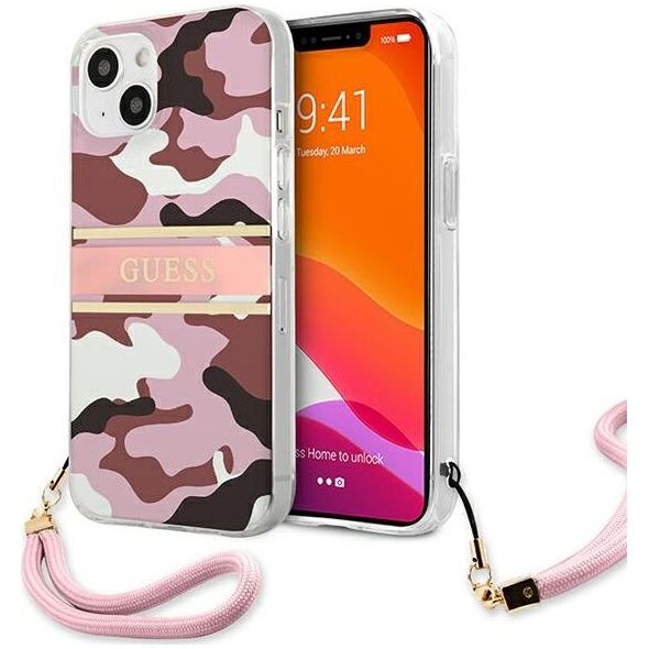 Guess Guess GUHCP13MKCABPI iPhone 13 6,1" różowy/pink hardcase Camo Strap Collection