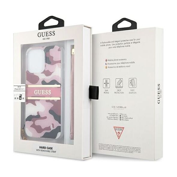 Guess Guess GUHCP13LKCABPI iPhone 13 Pro / 13 6,1" różowy/pink hardcase Camo Strap Collection
