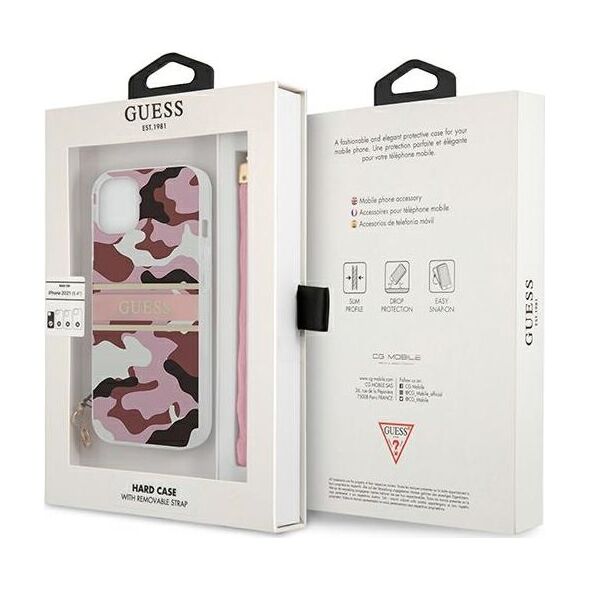 Guess Guess GUHCP13SKCABPI iPhone 13 mini 5,4" różowy/pink hardcase Camo Strap Collection
