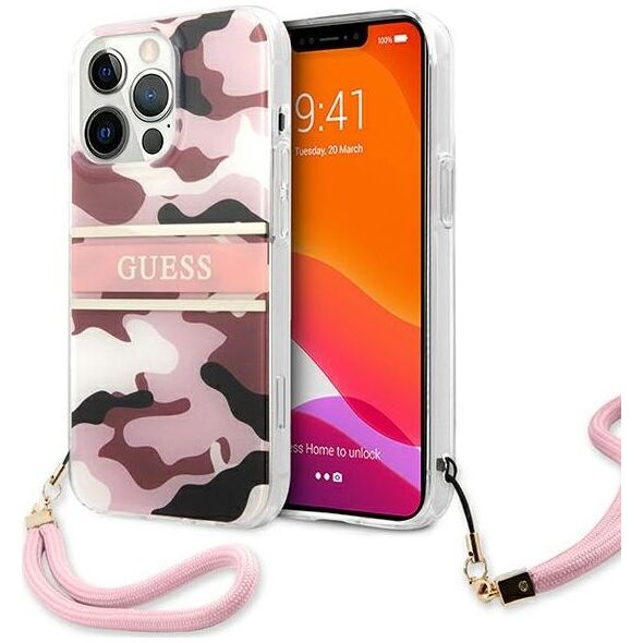 Guess Guess GUHCP13XKCABPI iPhone 13 Pro Max 6,7" różowy/pink hardcase Camo Strap Collection