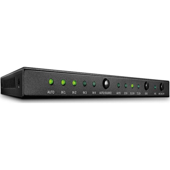 Lindy Lindy 38249 Switch (Przełącznik) 4-portowy HDMI 4K UHD z audio, portem optycznym i analogowym + pilot IR