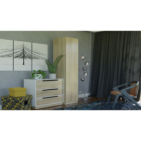 Topeshop SZAFA GARDEROBA DRZWI PÓŁKI SD-50 DĄB SONOMA