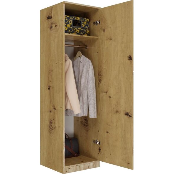Topeshop SZAFA GARDEROBA DRZWI PÓŁKI SD-50 DĄB ARTISAN