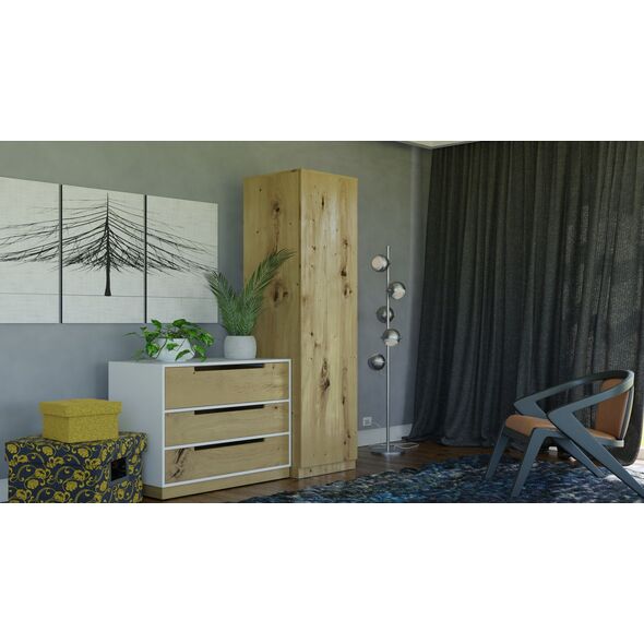 Topeshop SZAFA GARDEROBA DRZWI PÓŁKI SD-50 DĄB ARTISAN
