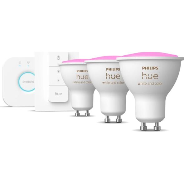 Philips Hue Zestaw startowy mostek + 3 x żarówka GU10 RGBW 4.3W BT + przełącznik