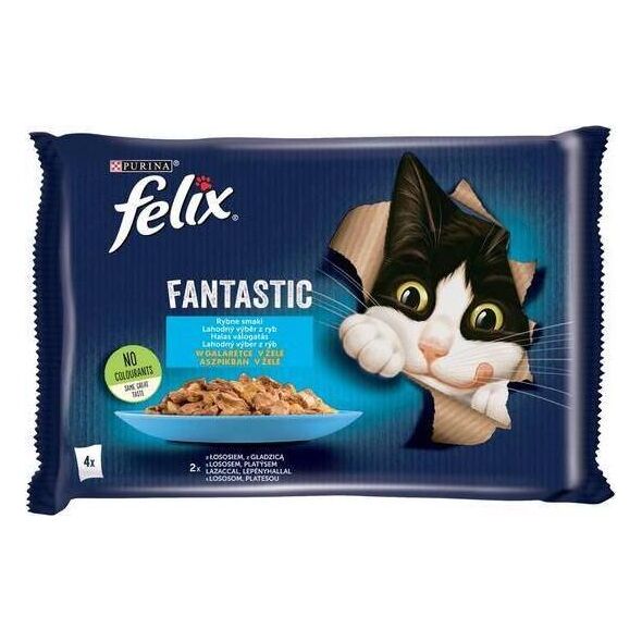 Nestle FELIX sasz.4x85g FANTASTIC RYBNE SMAKI ŁOSOŚ Z GŁADZICĄ w galaretce /12