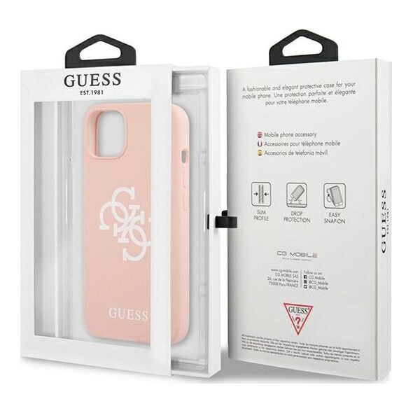 Guess Guess GUHCP13SLS4GWPI iPhone 13 mini 5,4" różowy/pink hard case Silicone 4G Logo