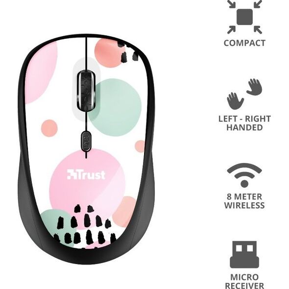 Mysz Trust YVI Pink Circles (24441)
