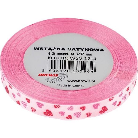 BREWIS Wstążka satynowa serca 12mm kolor 4 Brewis