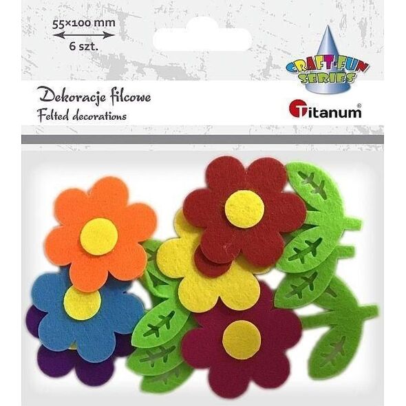 Titanum Filcowe kwiaty 3D 55x100mm mix 6szt