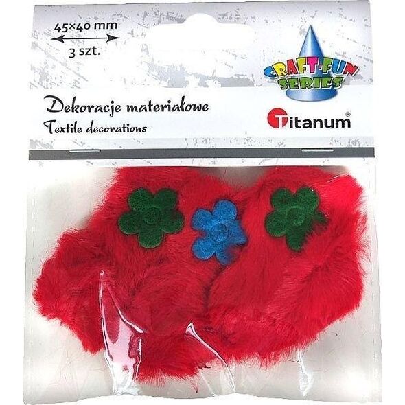 Titanum Ozdoba materiałowa serca 45x40mm czerwone 3szt