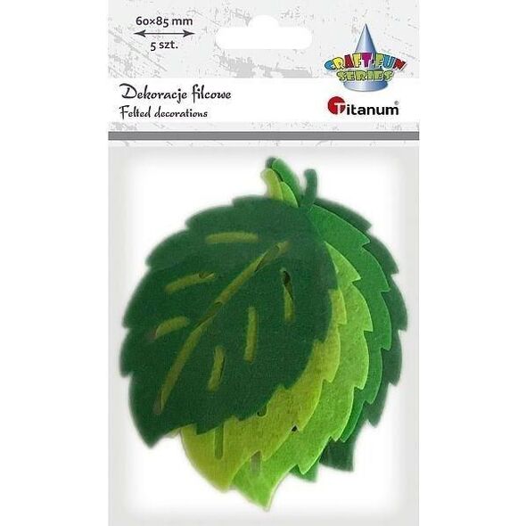 Titanum Filcowe liście 85x60mm zielone 5szt