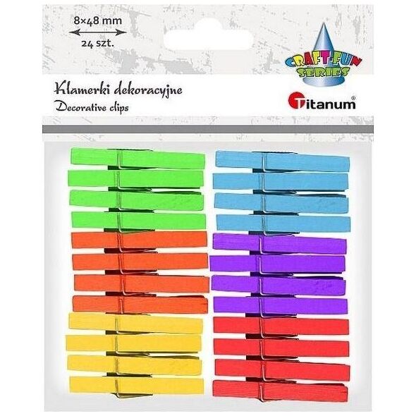 Titanum Klamerki drewniane 6 kolorów 7x49mm 24szt