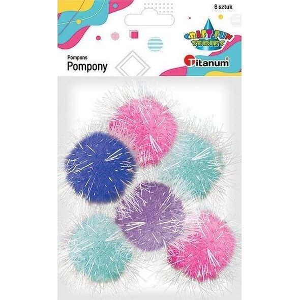 Titanum Pompony poliestrowe 45mm mix 6szt