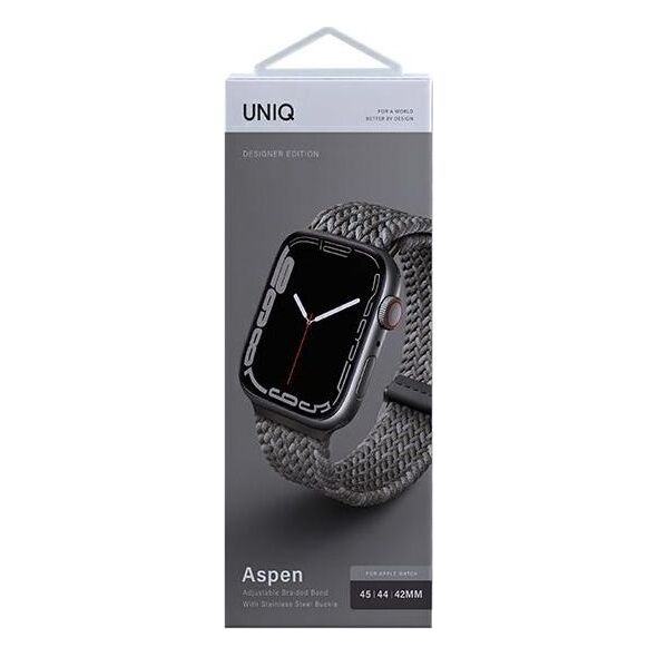 Uniq Pasek UNIQ Aspen Apple Watch 4/5/6/7/SE 44/45mm Braided DE szary/pebble grey