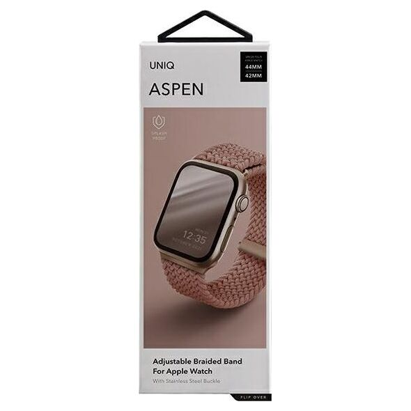 Uniq Pasek UNIQ Aspen Apple Watch 4/5/6/7/SE 44/45mm Braided różowy/grapefruit pink