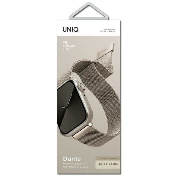 Uniq Pasek UNIQ Dante Apple Watch 4/5/6/7/SE 44/45mm Stainless Steel starlight