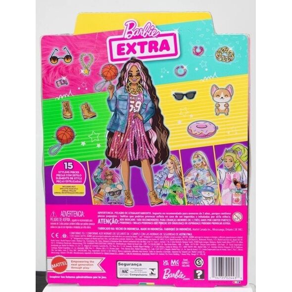 Lalka Barbie Mattel Extra Moda - Sportowa sukienka/Czarno-różowe włosy (GRN27/HDJ46)