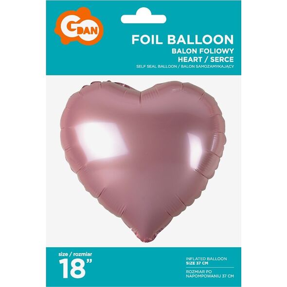 GoDan Balon foliowy SERCE, jasnoróżowe, 18 cali