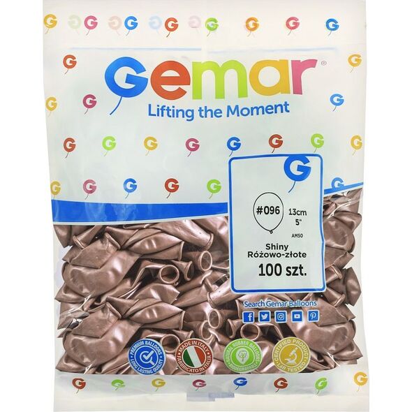 Gemar Balony chromowane Różowo-złote, AB50, 13 cm, 100 szt.