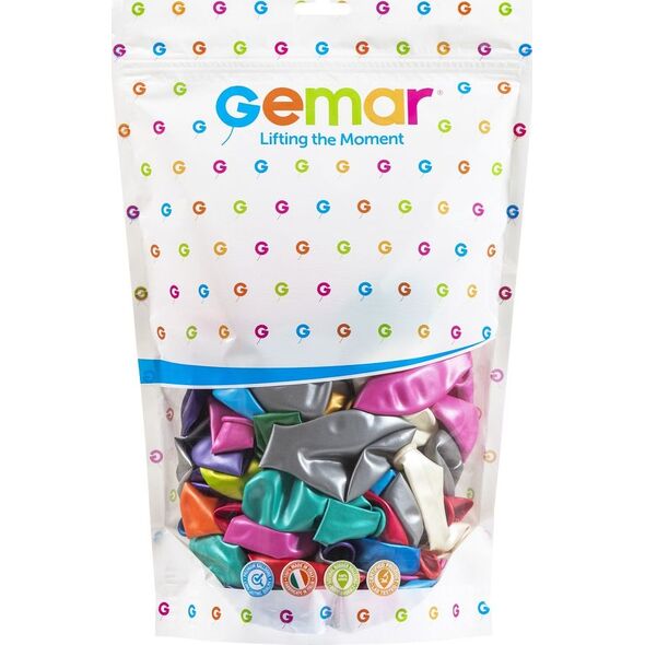 Gemar Balony metaliczne Różnokolorowe Mix, GM110, 30 cm, 50 szt.