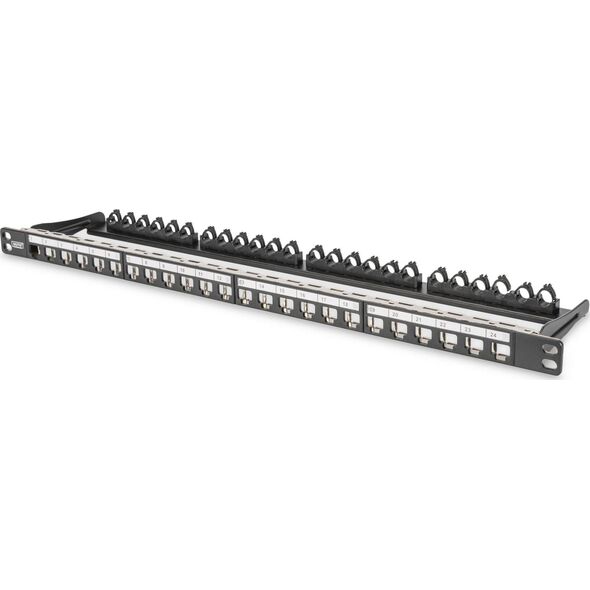Digitus Patch panel pusty DIGITUS 19" 24 port 0.5U do modułów keystone (RAL 9005)