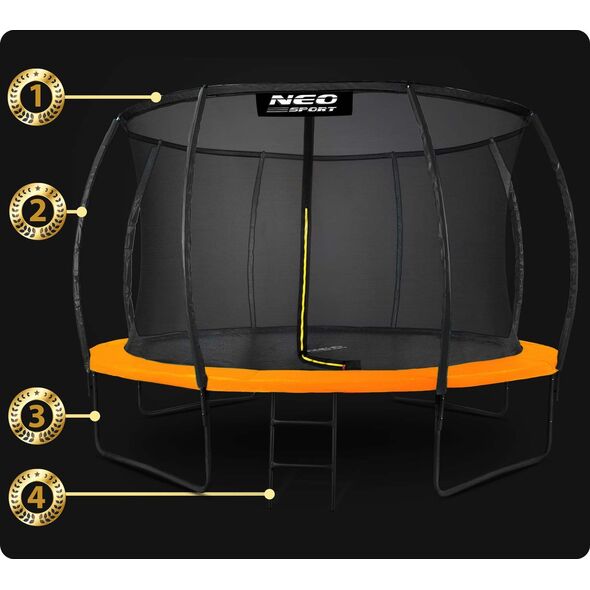 Trampolina ogrodowa Neo-Sport NS-12C201 z siatką wewnętrzną 12.5 FT 374 cm