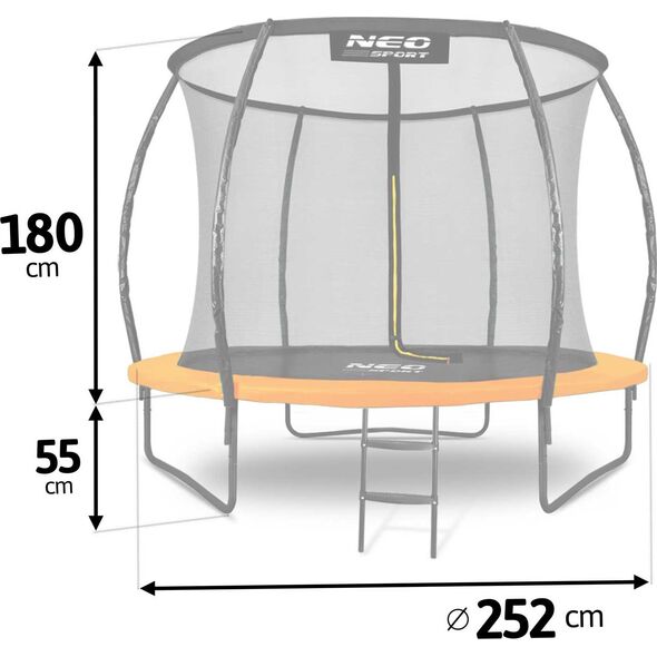 Trampolina ogrodowa Neo-Sport NS-08C201 z siatką wewnętrzną 8.5 FT 252 cm