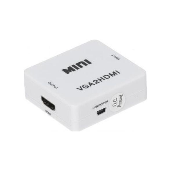 Adapter AV HDMI - D-Sub (VGA) + Jack 3.5mm biały (VGA+AU/HDMI-ECO)