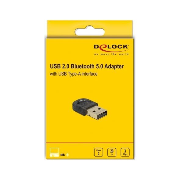 Adapter bluetooth Delock Bluetooth Stick USB2.0 V5.0 Class 2 DeLOCK Tiny Black