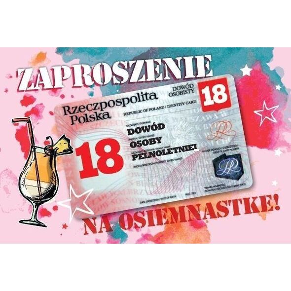 Armin Style Zaproszenie Urodziny Osiemnastka ZA-101 (10szt.)