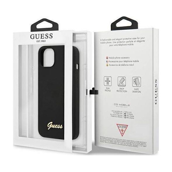 Guess Guess GUHMP13MLSLMGBK iPhone 13 6,1" black/czarny hardcase Silicone Script Gold Logo