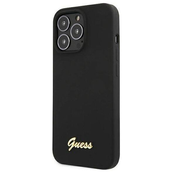 Guess Guess GUHMP13XLSLMGBK iPhone 13 Pro Max 6,7" black/czarny hardcase Silicone Script Gold Logo