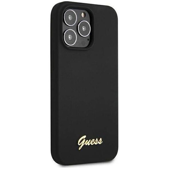 Guess Guess GUHMP13XLSLMGBK iPhone 13 Pro Max 6,7" black/czarny hardcase Silicone Script Gold Logo