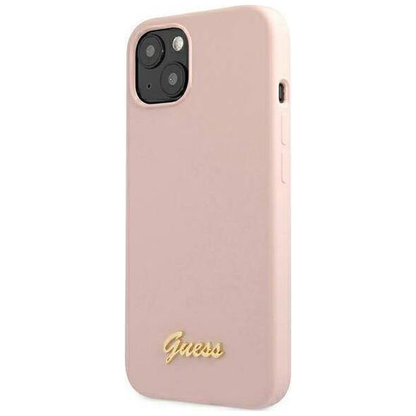 Guess Guess GUHMP13MLSLMGLP iPhone 13 6,1" jasnoróżowy/light pink hardcase Silicone Script Gold Logo Magsafe
