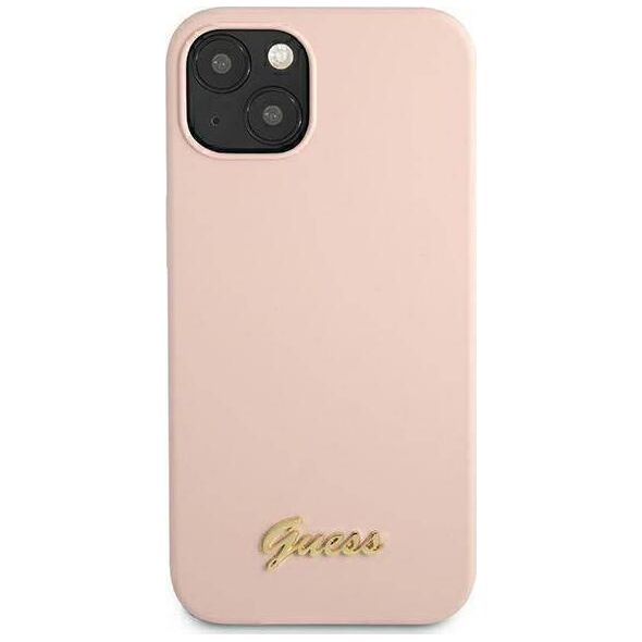 Guess Guess GUHMP13MLSLMGLP iPhone 13 6,1" jasnoróżowy/light pink hardcase Silicone Script Gold Logo Magsafe