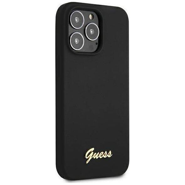 Guess Guess GUHMP13LLSLMGBK iPhone 13 Pro / 13 6,1" black/czarny hardcase Silicone Script Gold Logo